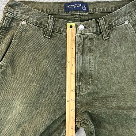 Abercrombie & Fitch Mens Carpenter Pants Olive Authentic Rigid Denim Loose 31x30 - Picture 11 of 13
